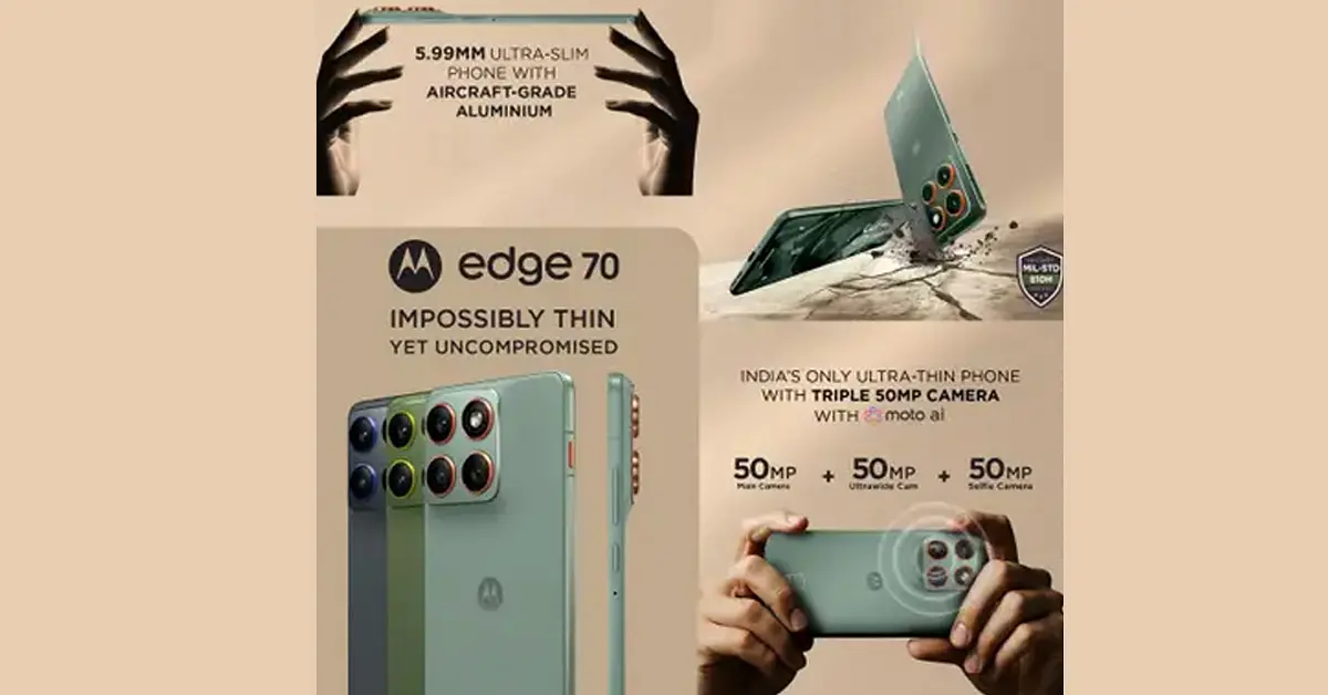 Motorola Edge 70 India Launch: Ultra-Thin Powerhouse with Price and Specs Revealed Motorola Edge 70 India Launch: Ultra-Thin Powerhouse with Price and Specs Revealed